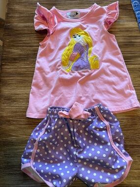Disney Pink and Purple Rapunzel Two-Piece Short Set